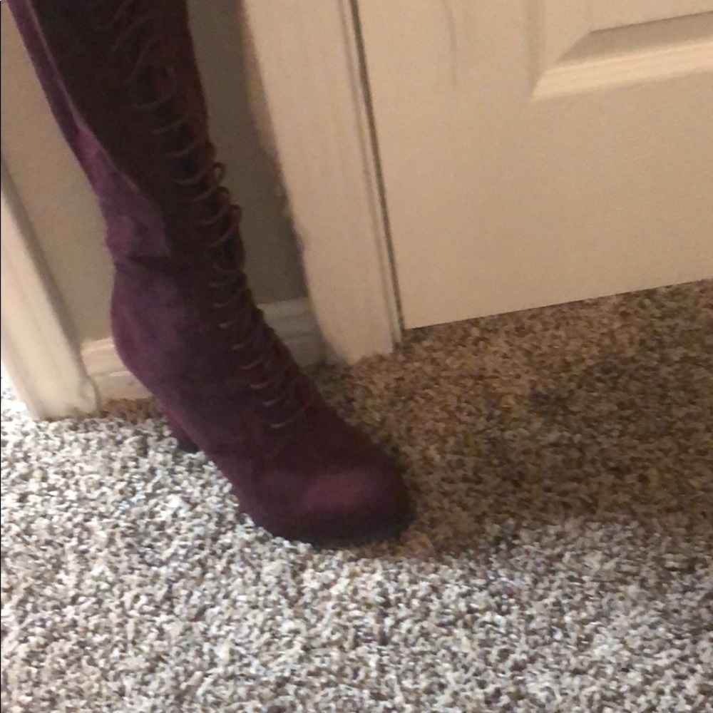 Thigh high lace up boots
